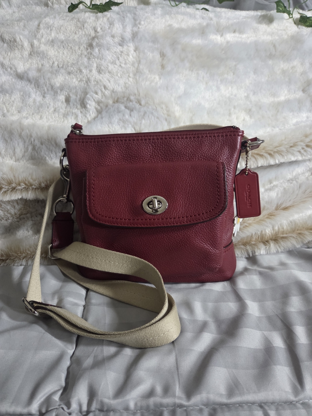 Coach Park Swingpack Burgundy Leather Crossbody Bag
